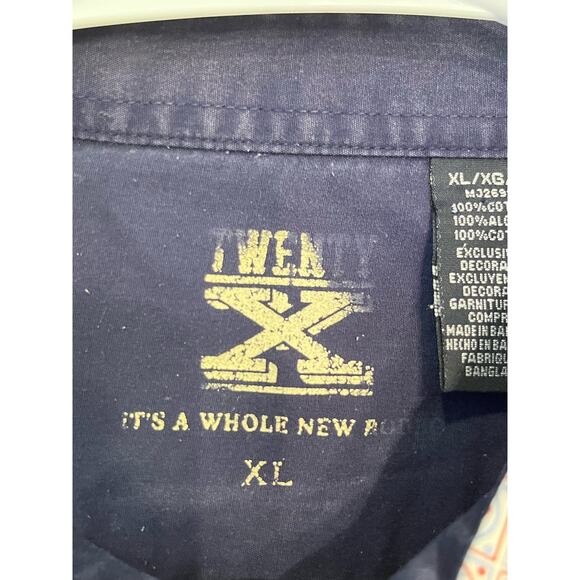 Wrangler 20X Men's Size XL Blue/Red Pearl Snap Front Geometric Print Shirt - Picture 2 of 8